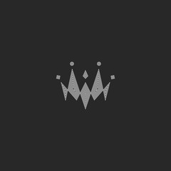 Crown logo monogram, black and white simple princess tiara icon, vintage royal hotel emblem © Sergii Syzonenko