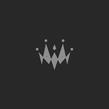 Crown logo monogram, black and white simple princess tiara icon, vintage royal hotel emblem