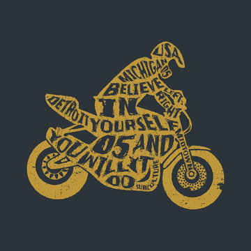 Typography lettering motorcyclist