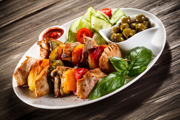 Kebabs - grilled meat and vegetables