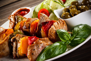 Kebabs - grilled meat and vegetables