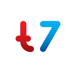 t7 logo initial blue and red