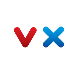 vx logo initial blue and red