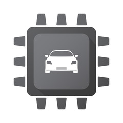 Isolated CPU chip icon with a car