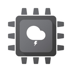 Isolated CPU chip icon with a stormy cloud