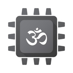 Isolated CPU chip icon with an om sign