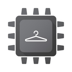 Isolated CPU chip icon with a hanger