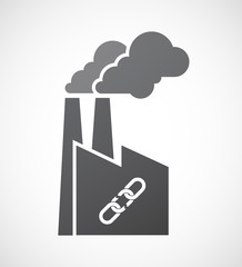 Isolated factory icon with a broken chain