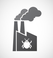 Isolated factory icon with a bug