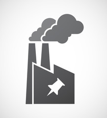 Isolated factory icon with a push pin