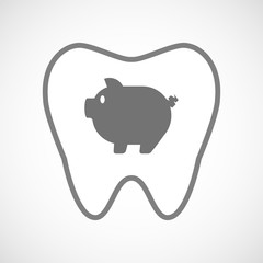 Isolated line art tooth icon with a pig