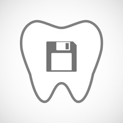 Obraz premium Isolated line art tooth icon with a floppy disk