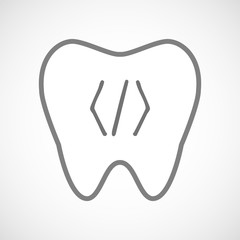 Obraz premium Isolated line art tooth icon with a code sign