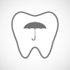 Isolated line art tooth icon with an umbrella