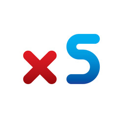 x5 logo initial blue and red