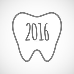 Isolated line art tooth icon with a 2016 sign