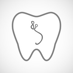 Isolated line art tooth icon with  an ebola sign