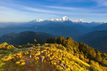 Fototapete Dhaulagiri Die alpine Landschaft vom Poon Hill, Nepal