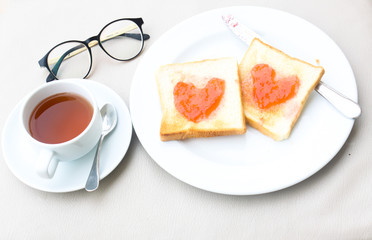 Coffee breakfast set with bread