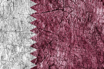 Grudge stone painted Qatar flag