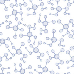 Pattern chemistry. Chemical background. Seamless wallpaper science. Education vector. Proton and atom illustration.