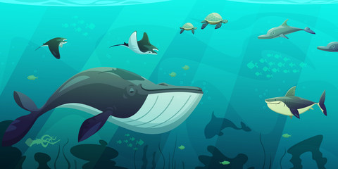 Obraz na płótnie Canvas Underwater Marine Ocean Life Abstract Banner