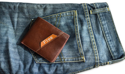 word on Brown leather bags and  old jeans