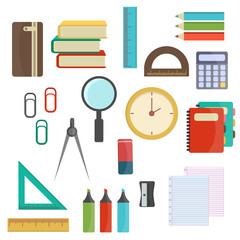Vector illustration school supplies.