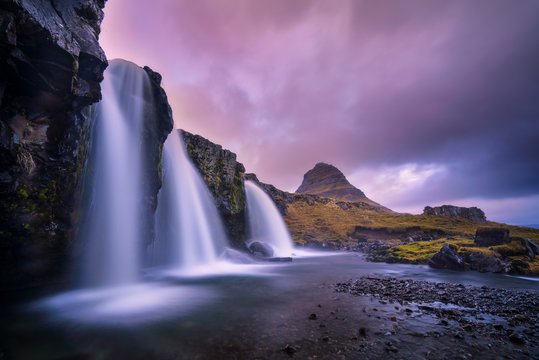 Slow Exposure, Kirkjufellsfoss Waterfall, Iceland