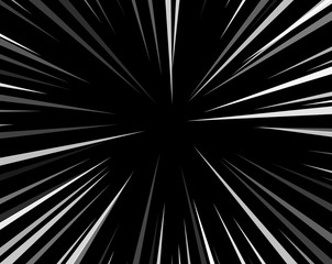 Obraz premium Comic book explosion superhero pop art style black and white radial lines background. Manga or anime speed frame