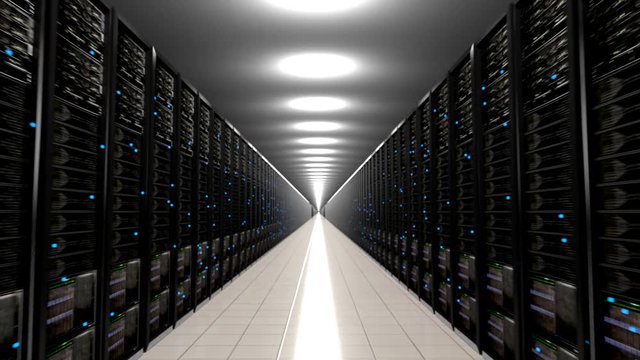 Data center servers endless corridor loop centre 4K
