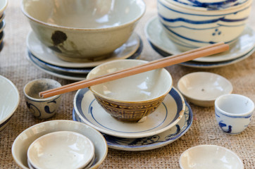 Asian vintage tableware. It's made by clay and very common in so