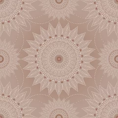 Fotobehang Mandala seamless pattern in boho style in monochrome colors