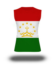 athletic sleeveless shirt with Tajikistan flag on white background and shadow