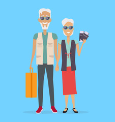 Travel in Old Age Vector Concept in Flat Design.