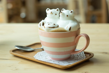 Coffee late with 3D art cream cartoon