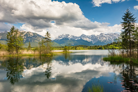 Mountains at lake Barmsee