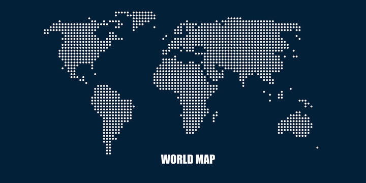 World Map in Dot Mosaic Style 