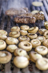 Mushrooms with cheese barbecue.