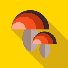 Mushrooms icon in flat style on a yellow background