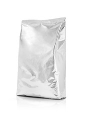 blank packaging aluminum foil pouch isolated on white background