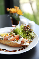 Canapes with smoked salmon and cream cheese