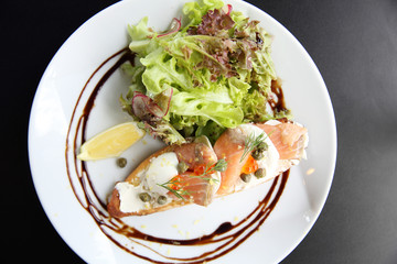 Canapes with smoked salmon and cream cheese