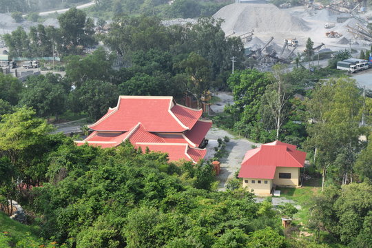 Chau Thoi temple aerial view in Binh Duong province, Vietnam