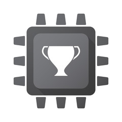 Isolated CPU chip icon with a cup