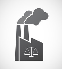 Isolated factory icon with a justice weight scale sign