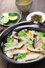 matsutake gohan, rice cooked with matsutake mushroom, japanese food
