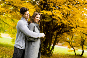 Couple in autumn park