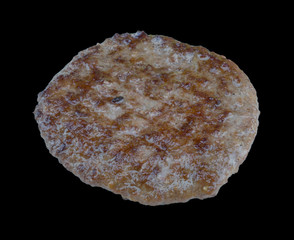 Hamburgers steak isolated on the black background with clipping path