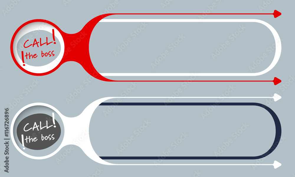 Poster two vector buttons for your text and the words call the boss